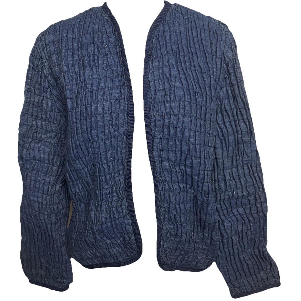 Vintage BIS Paris Beverly Hills Jacket Ruched Denim Womens XL Blue Classic
